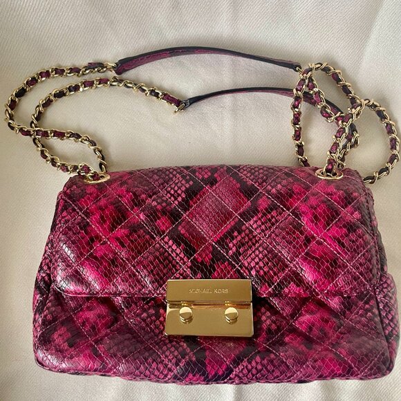 Vintage MK Pink Python Carryall Crossbody - Picture 1 of 8